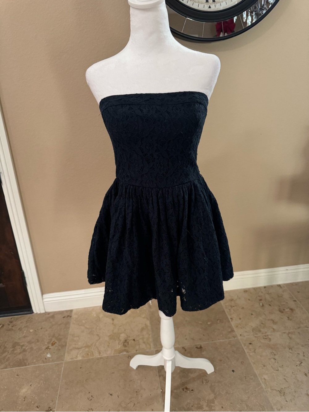 Abercrombie & Fitch navy strapless lace dress